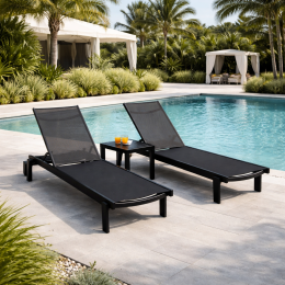 Комплект з 2 шезлонгів Siesta Casablanca +  Стіл Siesta Ocean Side Table - Black