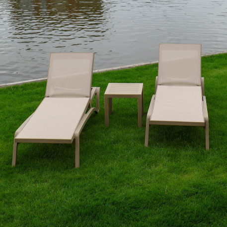 Комплект із 2 шезлонгів Siesta Pacific +  Стіл Siesta Ocean Side Table - Taupe1