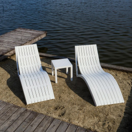 Комплект із 2 шезлонгів Siesta Slim +  Стіл Siesta Ocean Side Table - White